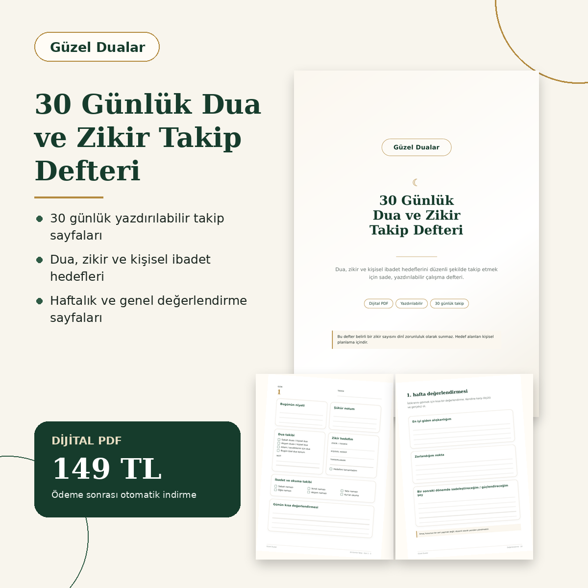 30 Günlük Dua ve Zikir Takip Defteri ürün görseli