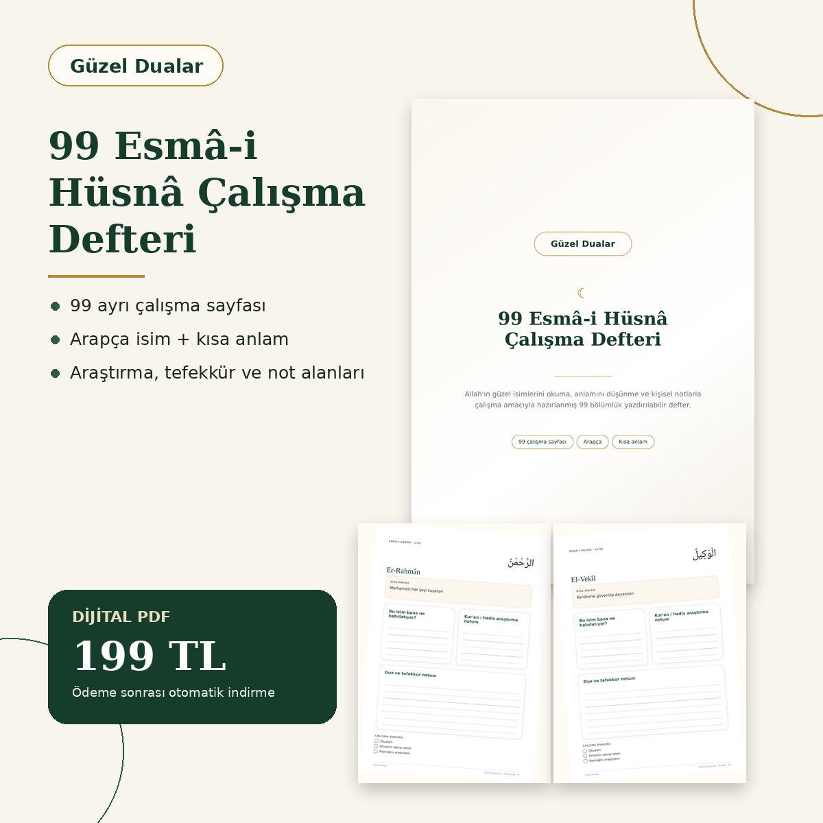 99 Esmâ-i Hüsnâ Çalışma Defteri kapak görseli